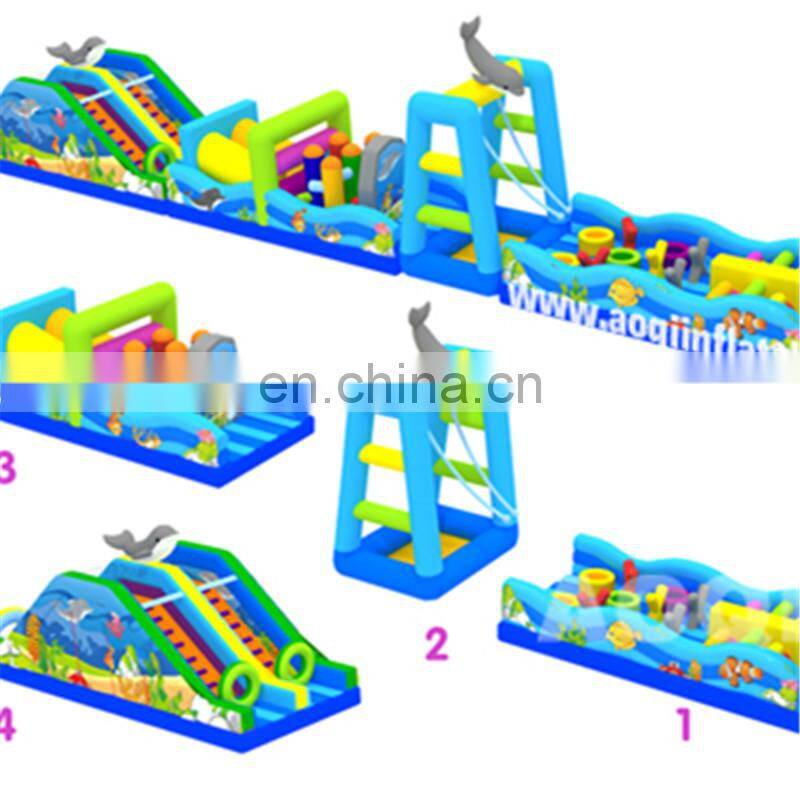 soccer sport long track advertising Inflaable Obstacle Course With Slide