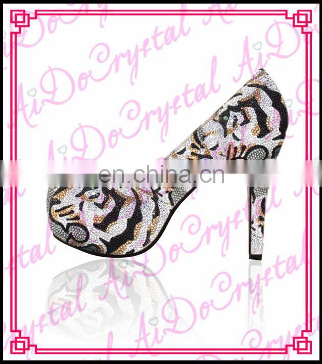 Aidocrystal classic pattern crystal high heel,new style italian shoes
