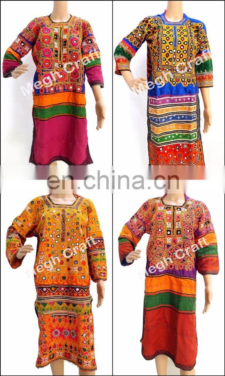 Vintage Afghani gypsy dress - Handmade beaded Tassels -Vintage bohemian full skirt - Kuchi Dress