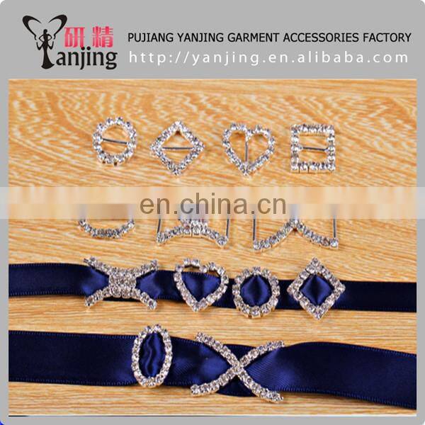 Grade A Rhinestone Heart Buckles Wedding Ribbon Slider 25mm Bar