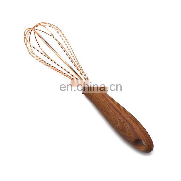 Hot Selling Kitchen Tools Manual Wood Handle Silicone Egg Beater