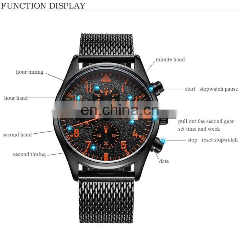 OCHSTIN GQ043B Men Businessman Watches Stainless Steel Metal Quartz Watch Wholesale Wrist