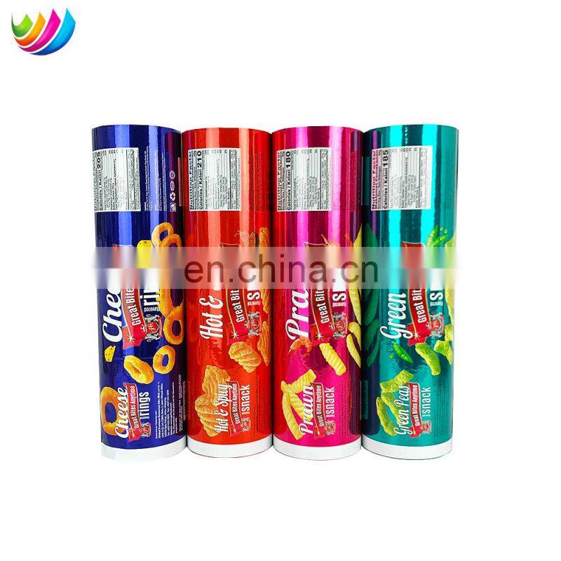 Custom Printed Food Packaging Potato Chips Nuts Snack Bag Heat Sealing Plastic Film Rolls Kemasan Roll Film Snack