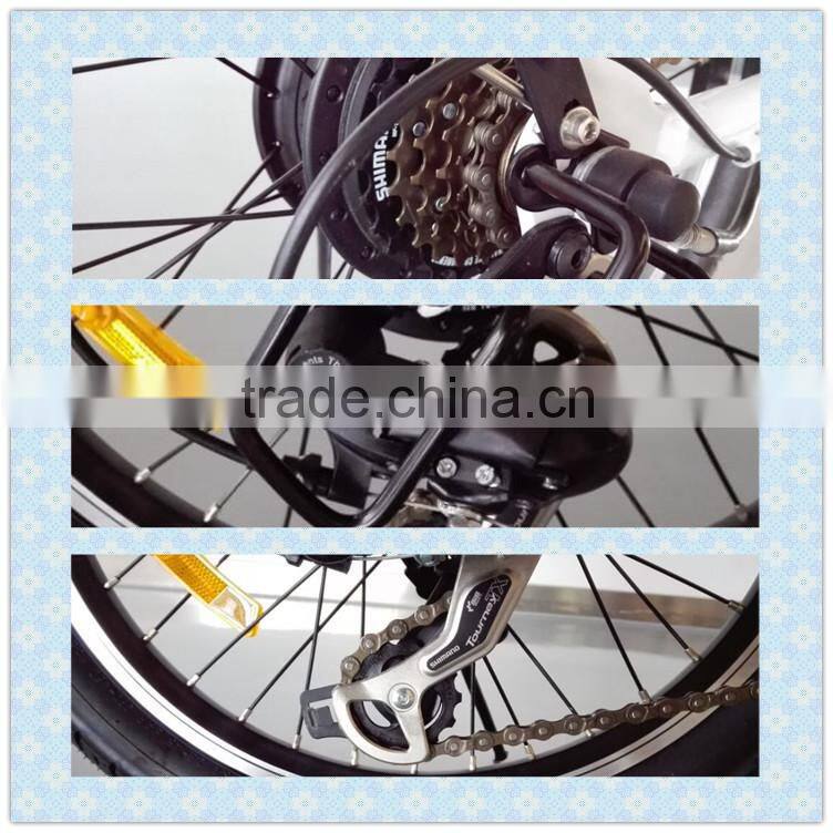 2015 simple shape 20inch folding electric bike battery rack with EN15194