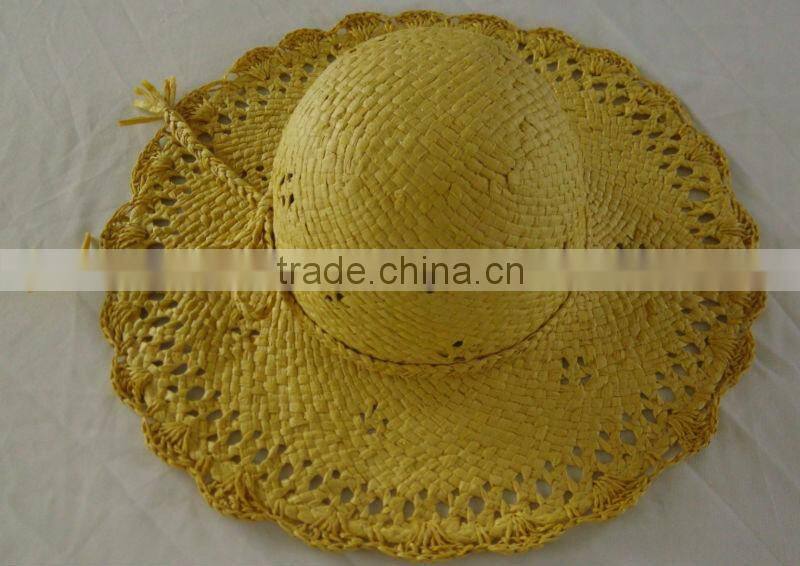 Brown handmade sun beach hats with ribbon