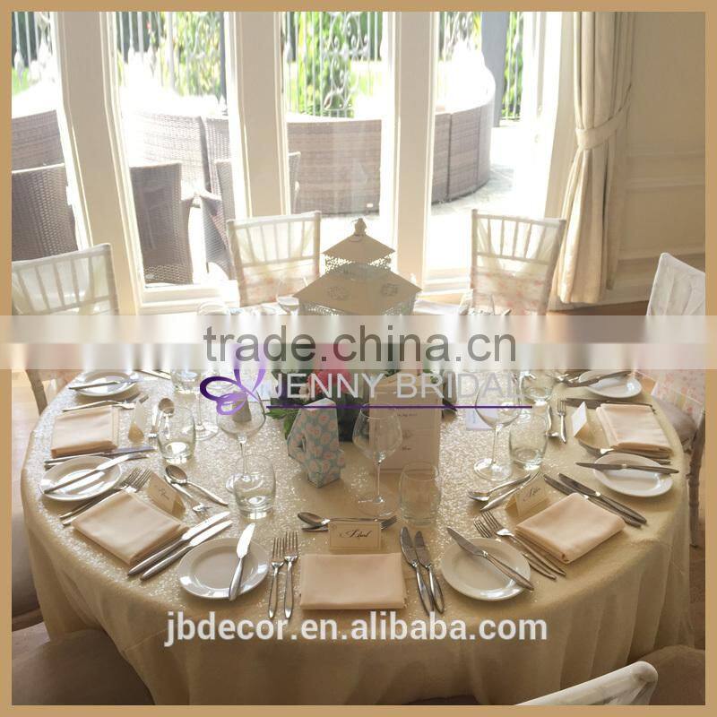 SQN#47 high quality wedding party cream beige sequin restaurant table cloth
