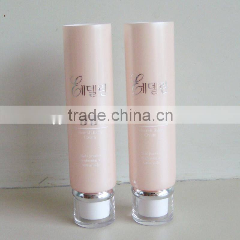 facial cleanser cosmetic tube packaging with acrylic cap,plastic tubes for cosmetics