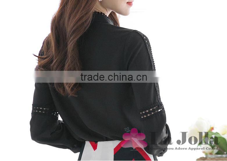 2016 New model casual women's lace chiffon long sleeves shirt