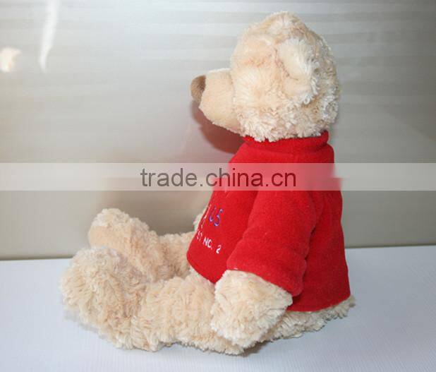 Plush Toy Bear Wearing Scarlet T shirt/Sitting high 20cm Soft Teddy Bear with Clothes/Stuffed Toy Light BrownTeddy Bear