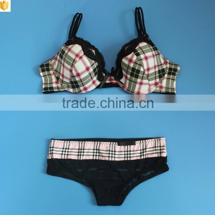 Hot underwear online shopping and plaid nylon bra made in china