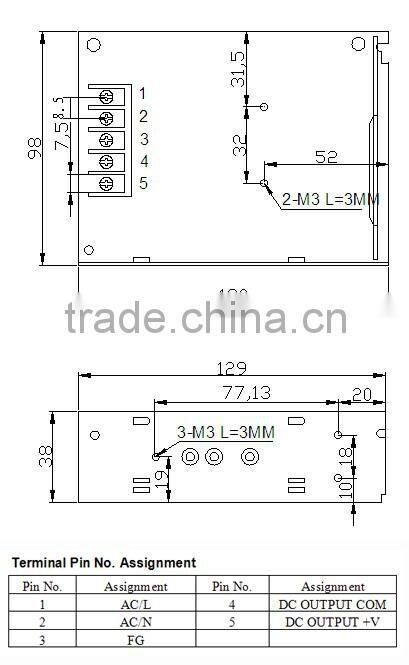 Guangzhou factory sell single output ac dc 60W 3.3V led drivers