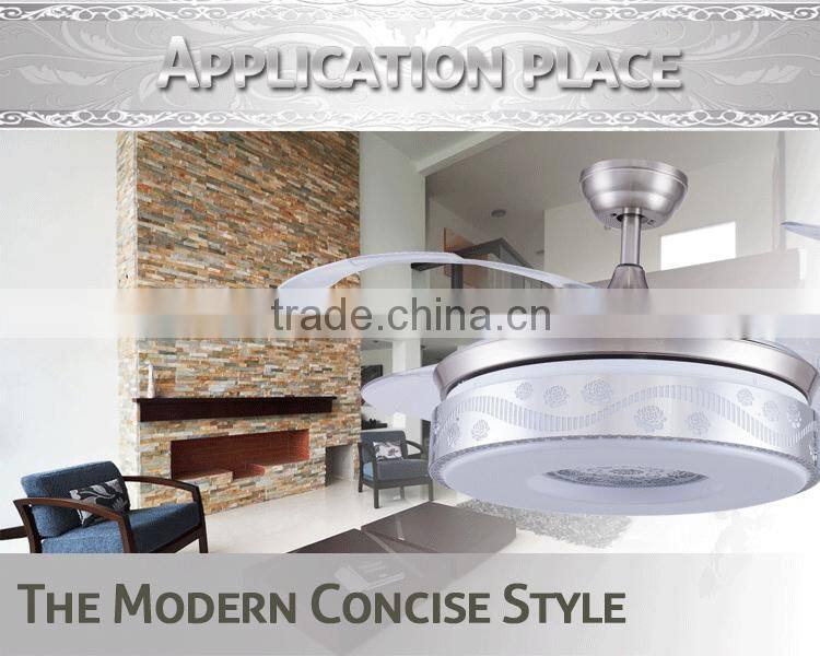 Silver Color Yellow Light Ceiling Fan With Remote Control