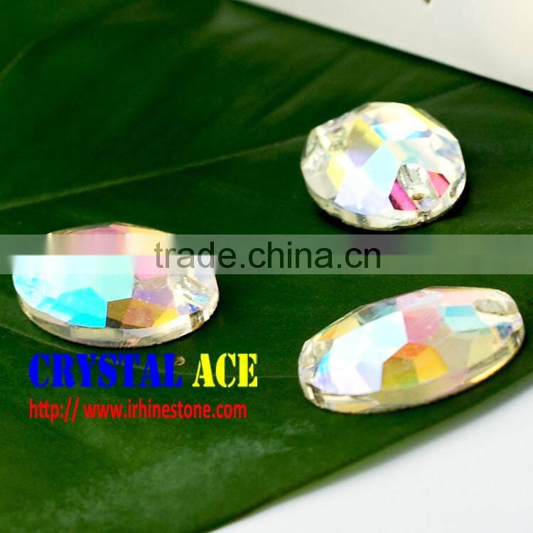 Oval Crystal AB and Crystal flat back sew on crystal strass