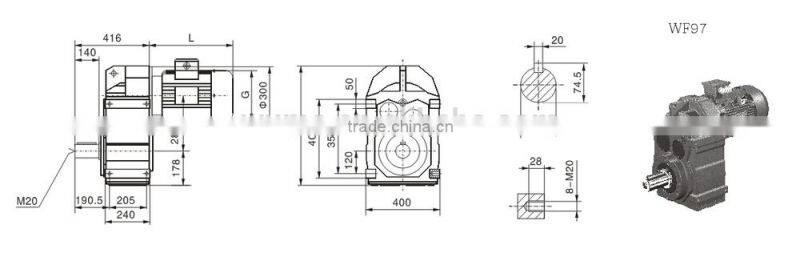 f series parallel shaft helical geared motor/gear for agitator