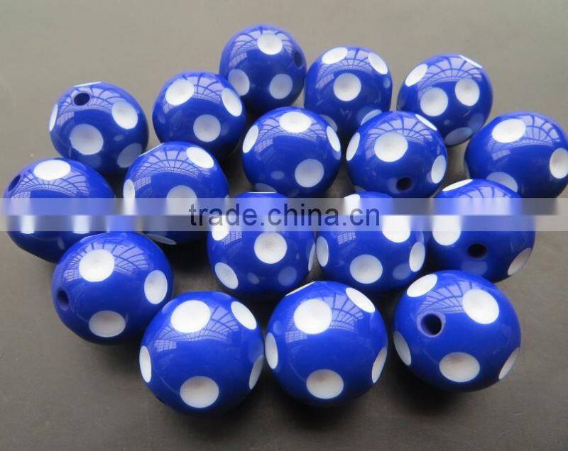 Loose Light blue Chunky Resin Polka dot Beads 24mm ,for Chunky Jewelry Necklace Making