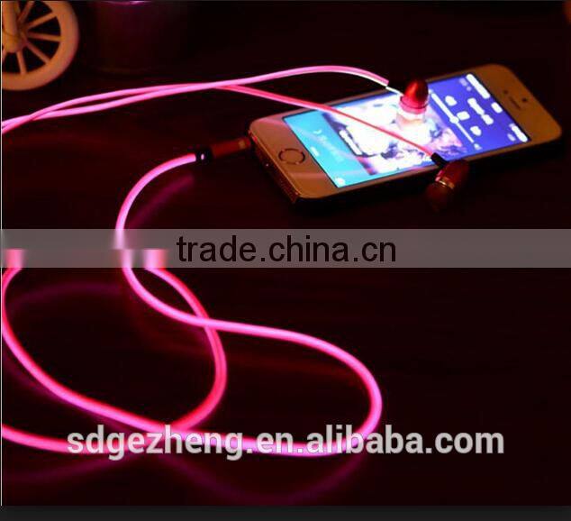 Wholesale el wire earphones with mic flowing light led running light headphones for smartphones in United Kingdom Poland China