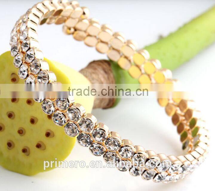 Shiny Bilayer Full Crystal Bangle 18K Rose Gold Plated Rhinestone Jewelry Bracelet