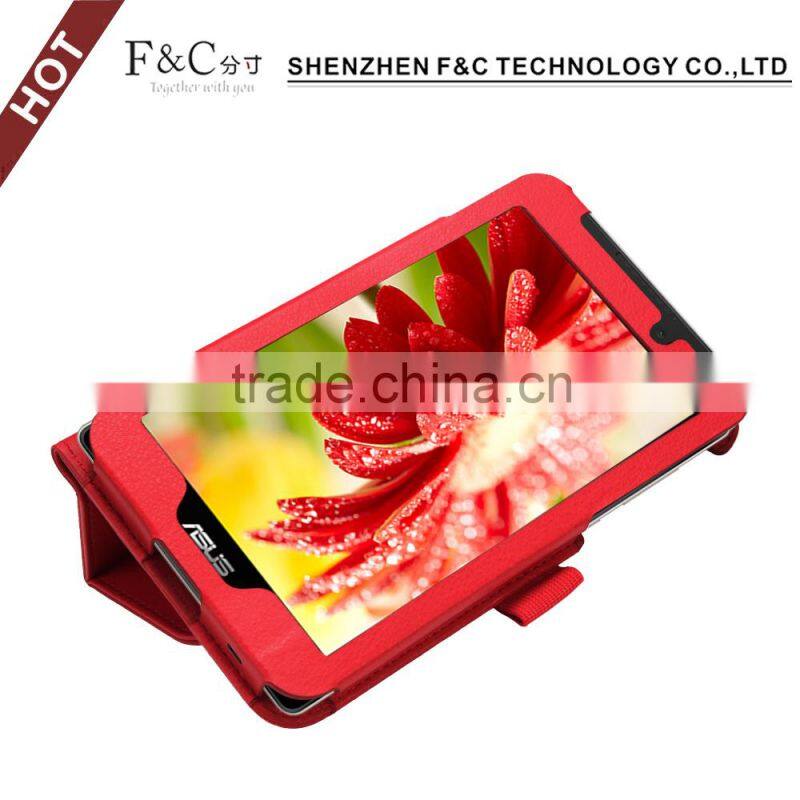 Shenzhen manufacturer stand folio book style leather case for ASUS ZenPad C 7.0 with hand strap