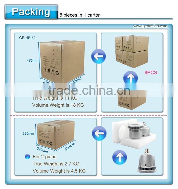 Warehouse led high bay lighting price, 80W industrial LED high bay light, LED low bay fitting