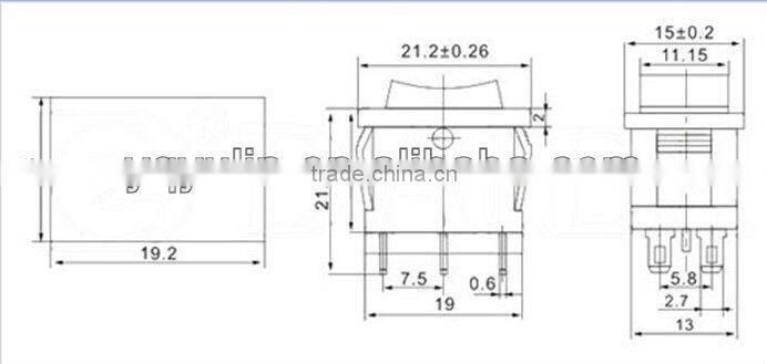YU3-13 6 Pins balck on-off-on electrical dpst rocker switch