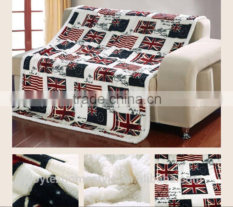 2014 hot-selling American style printed micro fleece sherpa blanket