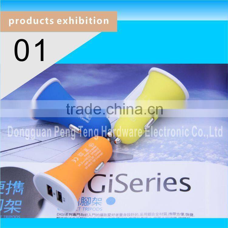 Factory mini usb car charger with twin socket for phone