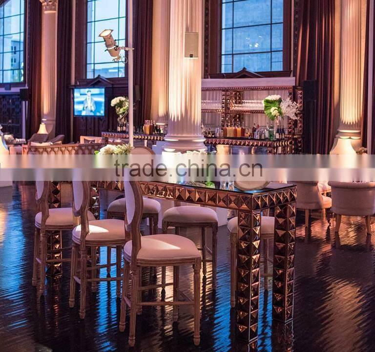 rose gold stainless steel wedding high table square banqet stand up table