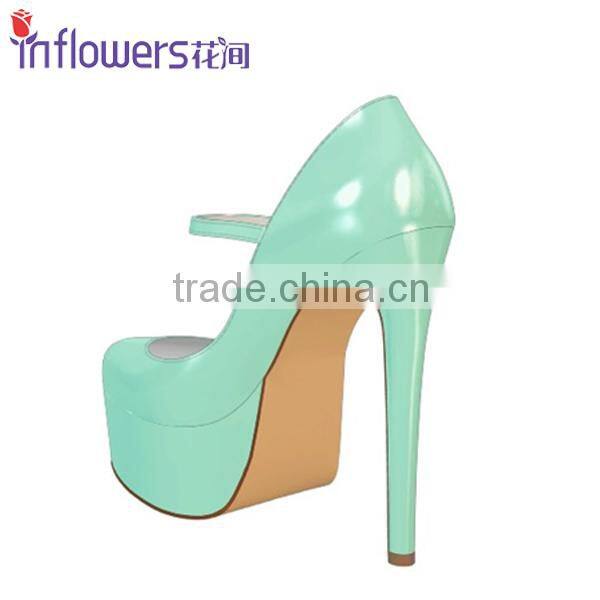 Peeptoe patent leather ankle strap Custom design fancy ladies shoes
