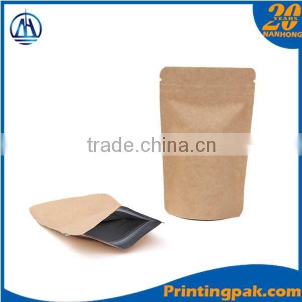 new design recycled kraft paper clear window zip lock bag