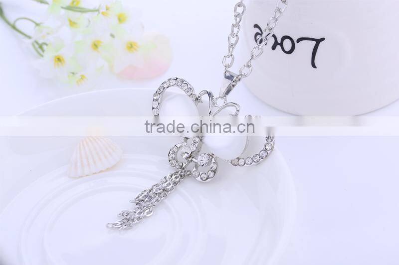 Women costume butterfly with tassels necklace jewelry 2015 top fashion jewelry female beautiful crystal necklace