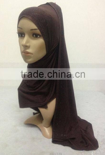 JL009 cotton elastic jersey muslim long scarf