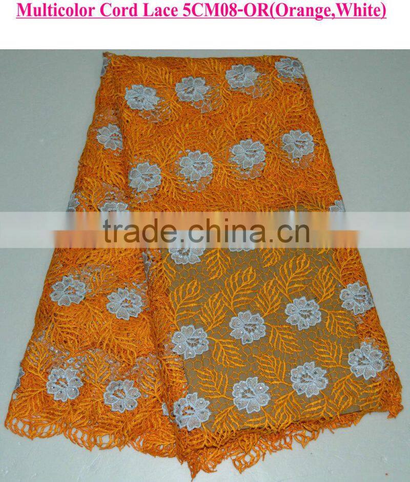 2015 High quality lace new fashion lady dress cord lace fabric with stones