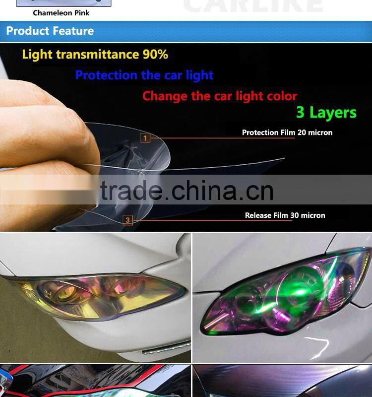 Removable PVC Material Pink Car Light Chameleon Wrap Foil
