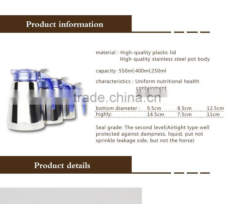 multipurpose kitchen cooking dust leak proof stainless steel oil pot/oil kettle with PP handle