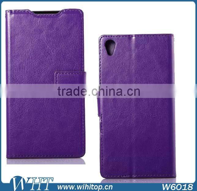 Crazy Horse PU Leather Wallet for Sony Xperia Z3 L55T L55U D6653 WHTS007