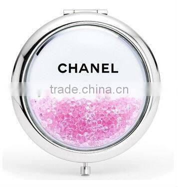 Oval Metal Silver Compact Mirror Jewelly Zinc Alloy Sticker Pocket Mirror