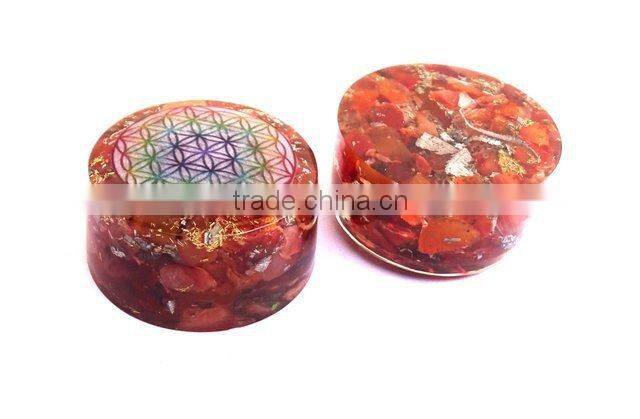 Carnelian Flower Of Life Orgonite Energy Tower Buster : Energetic Space Protectors