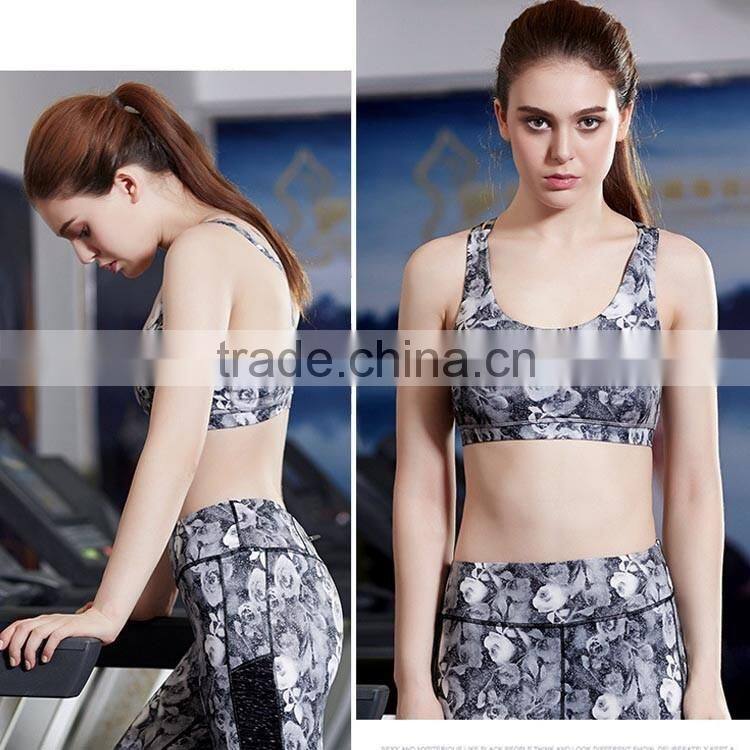 hot sex women's sport bra active wear custom sport bra pretty flower pattern bra sport girls