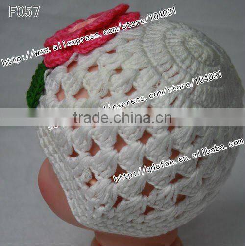 Wholesale 100% cotton fashion crochet beanie flower hat,cool hats girls ,girls knit hats