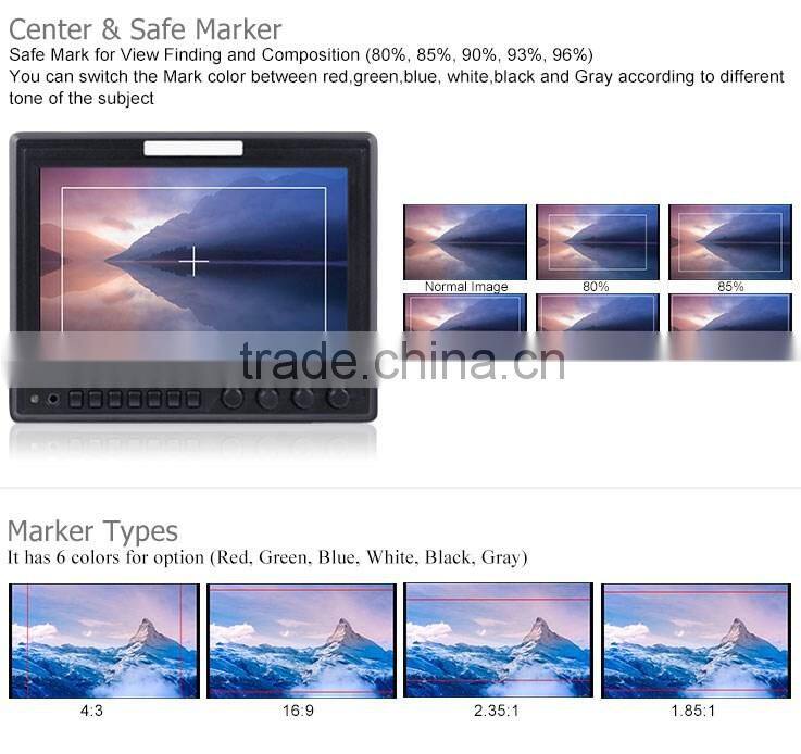 IPS panel wide view angle build-in HDMI to SDI Conversion output 7" dslr field monitor for film shooting IPS wide view angle