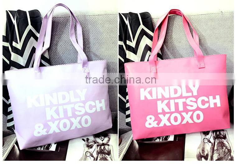 2015 the most popular Korean fashion simple women shoulder bag shopping bag KINDLY letters bag