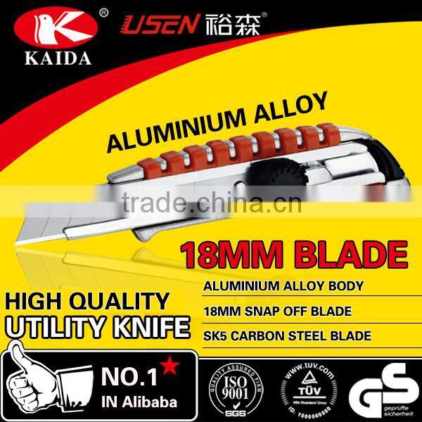 Auto Retractable Safety 18mm Snap Off Blade Aluminium Alloy Screw Lock knife
