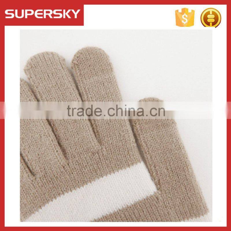V-355 Stripe stylish crochet winter warmer gloves touch screen gloves magic golves for mobile phone