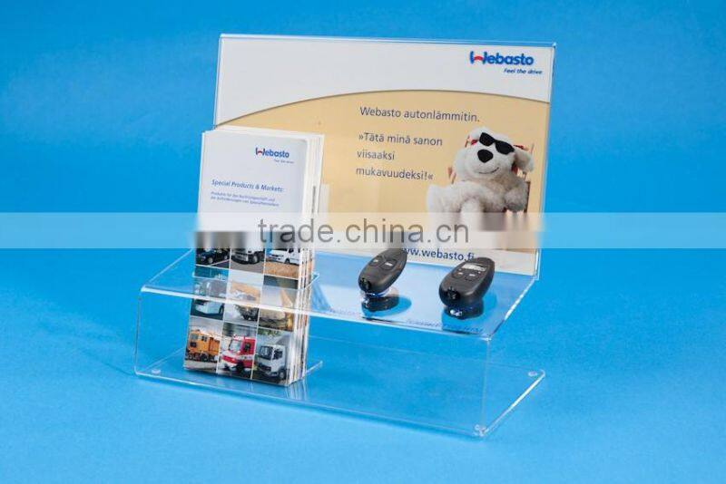 A5 clear beautiful desktop acrylic brochure holder,brochure display stand,brochure display with sign