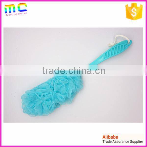colorful long hand PE mesh sponge back body bath brush