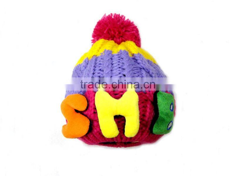 Wholesale Custom Colorful Acrylic Printing Crochet Kids Winter Hat