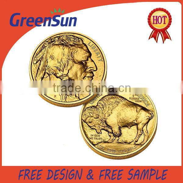 China supplier special design gold sandblasting coins