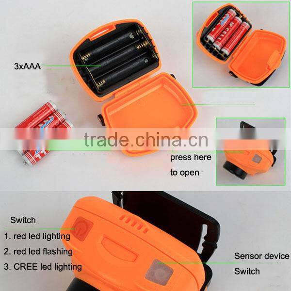 T15 Handsfree Switch Outdoor 3pc AAA battery head lamp multi-function led sensor sensor control headlamp$