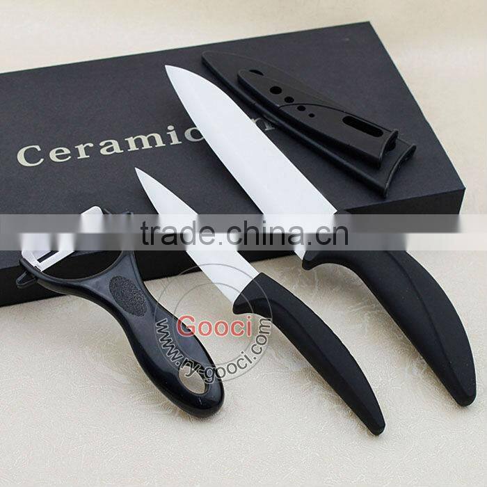 4 pc Kitchen Ceramic Knife Set Blade Sheath Utility Fruit Paring Peeler Ceramic Kitchen Knives Set with black gift box