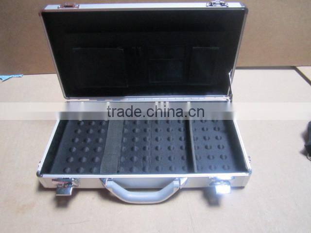 Silver aluminum computer with foam inserts box small round thin aluminum computer case with belt